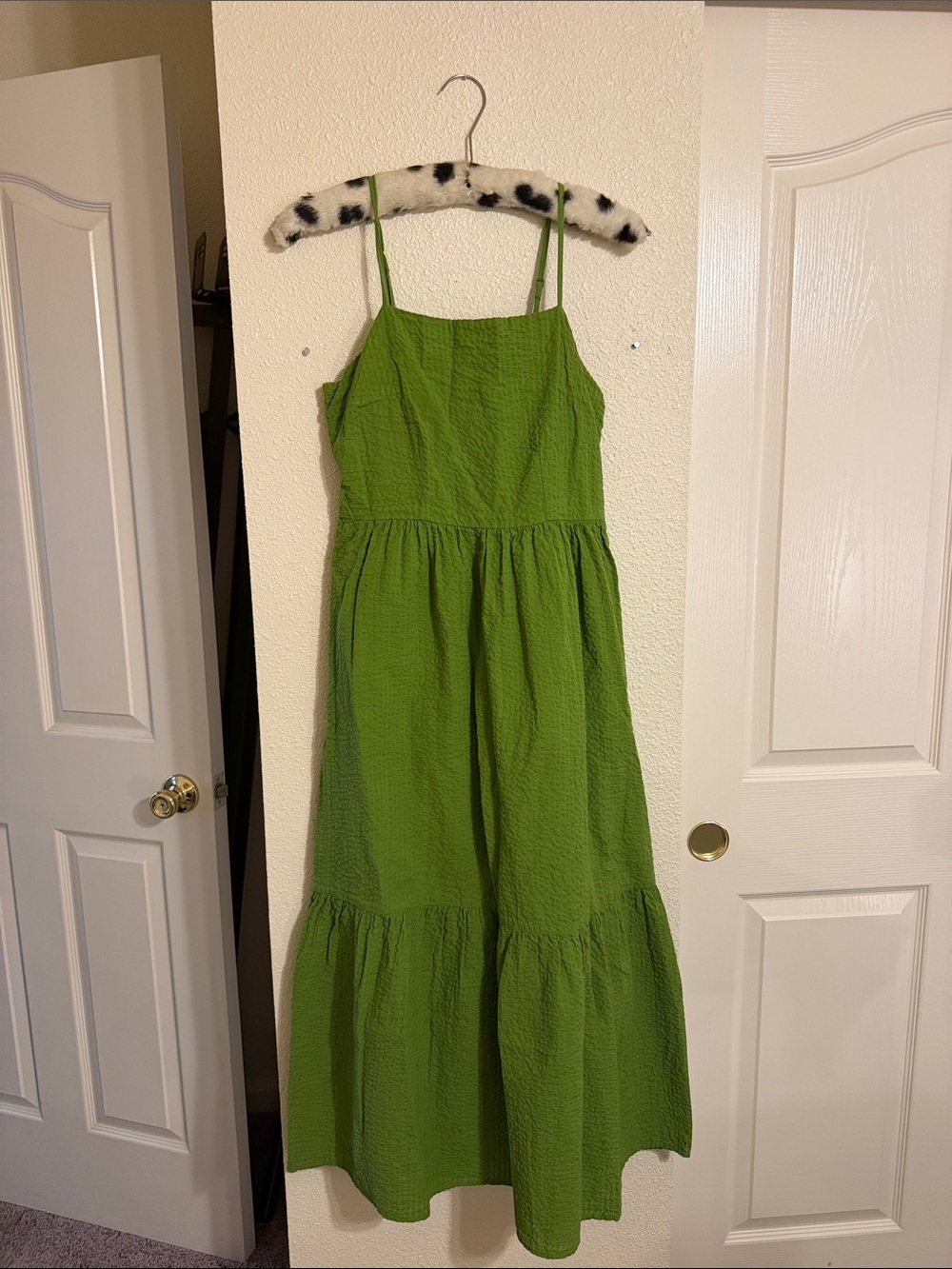 Dizzy Lizzy 100% Cotton Green Spaghetti Strap Tiered Midi Dress